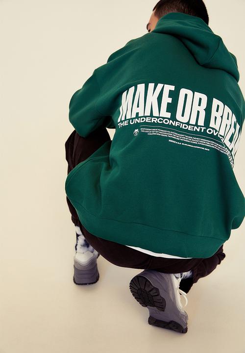 H&M - Oversized fit hoodie - green/make or break