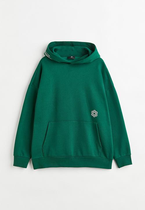 H&M - Oversized fit hoodie - green/make or break