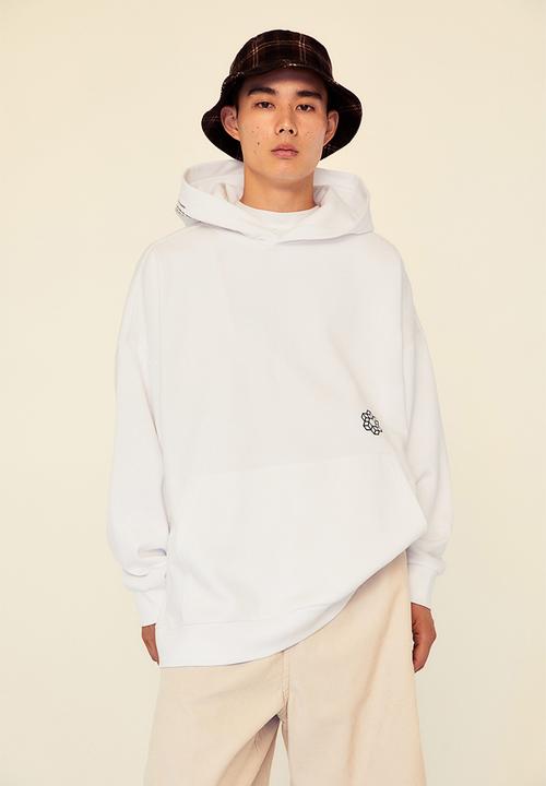 H&M - Oversized fit hoodie - white/make or break