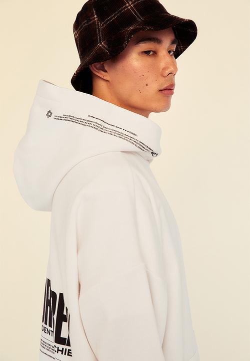 H&M - Oversized fit hoodie - white/make or break