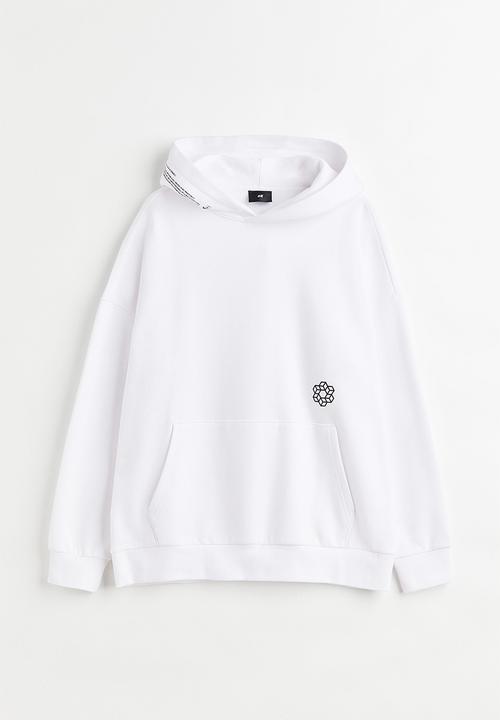 H&M - Oversized fit hoodie - white/make or break