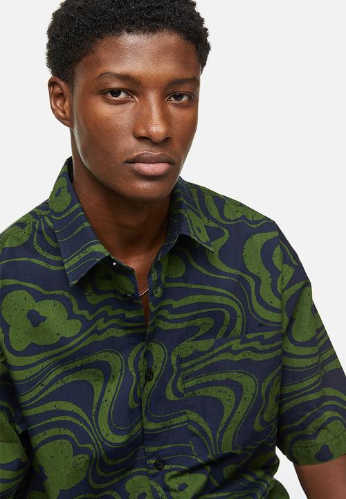 H&M - Relaxed fit short-sleeved shirt - dark blue/floral