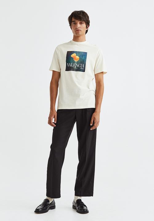 H&M - Regular fit cotton T-shirt - cream/valencia