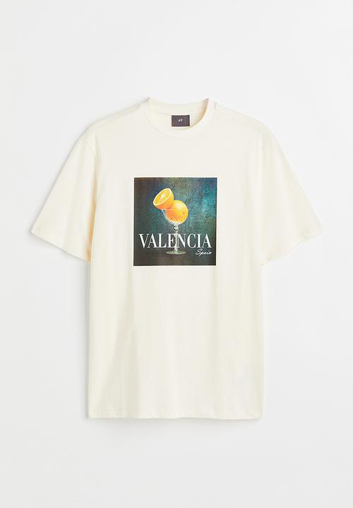 H&M - Regular fit cotton T-shirt - cream/valencia