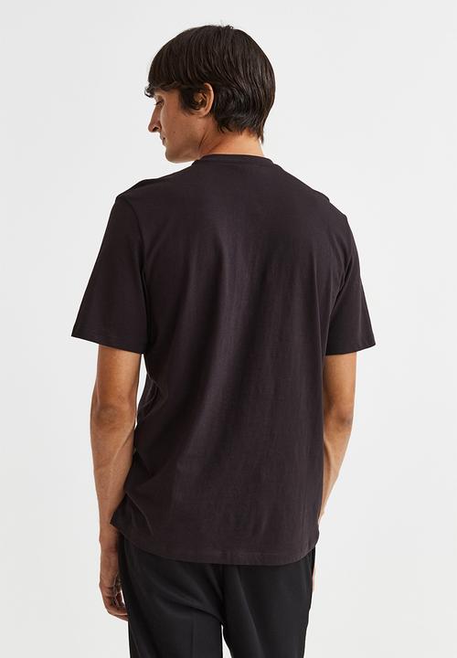 H&M - Regular fit cotton T-shirt - dark brown/reeds