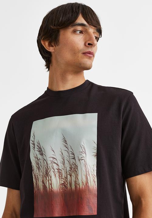 H&M - Regular fit cotton T-shirt - dark brown/reeds