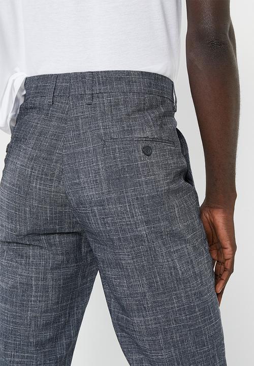 POLO - Men textured check formal trouser - charcoal