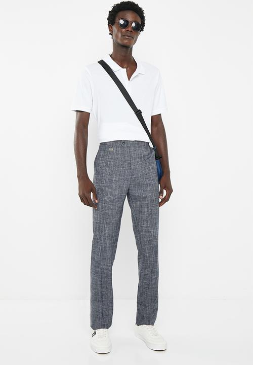 POLO - Men textured check formal trouser - charcoal