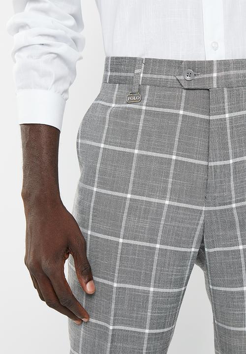 POLO - Men check formal trouser - grey