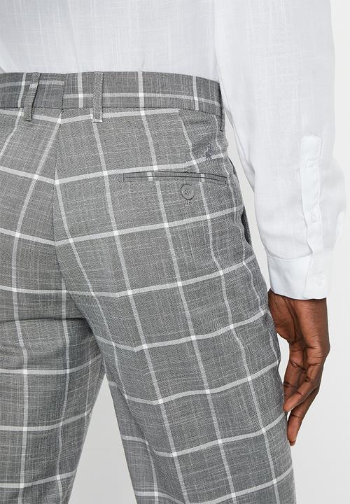 POLO - Men check formal trouser - grey
