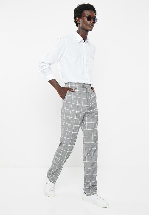 POLO - Men check formal trouser - grey