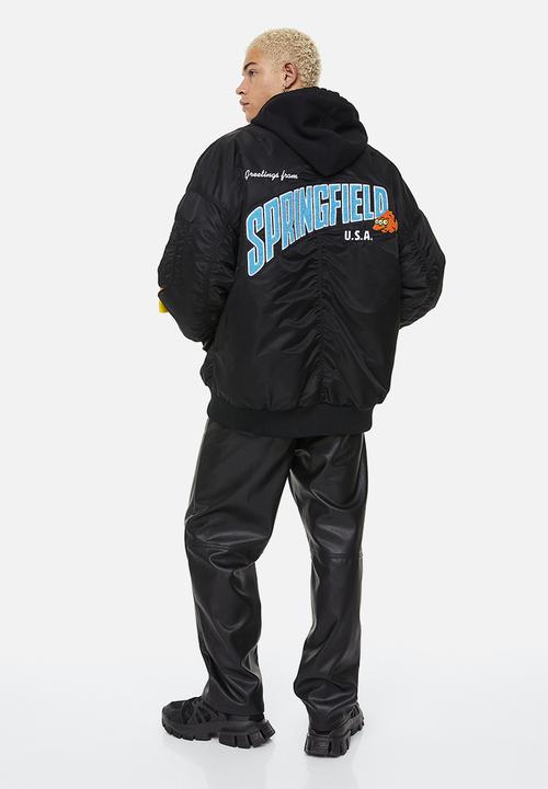 H&M - Oversized fit bomber jacket - black/the simpsons