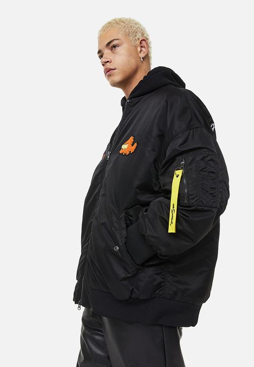 H&M - Oversized fit bomber jacket - black/the simpsons