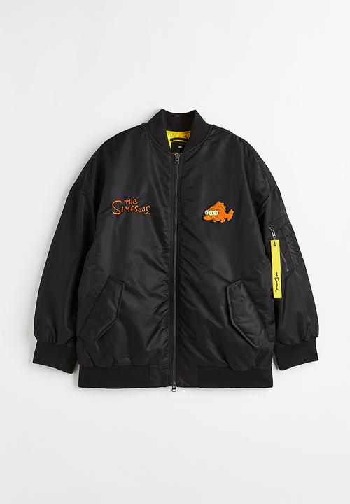 H&M - Oversized fit bomber jacket - black/the simpsons