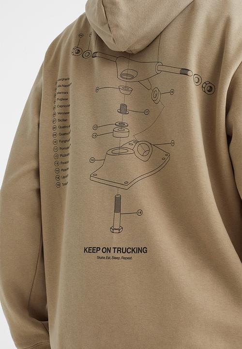 H&M - Regular fit hoodie - beige/keep on trucking
