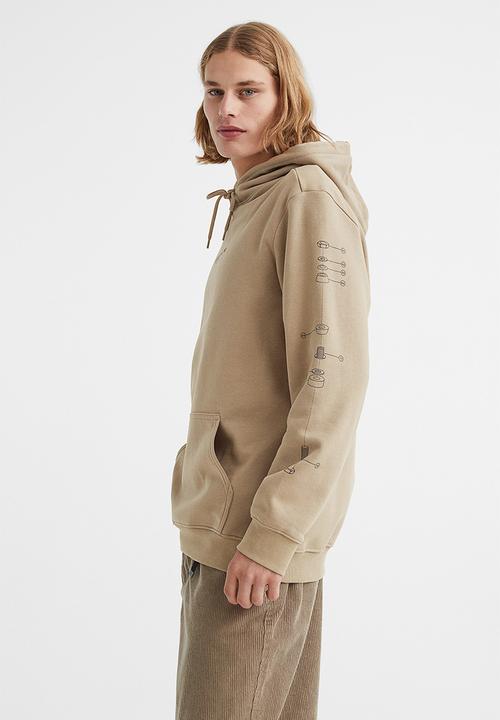 H&M - Regular fit hoodie - beige/keep on trucking