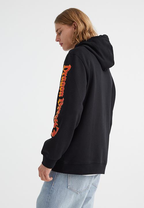 H&M - Regular fit hoodie - black/dragon breath