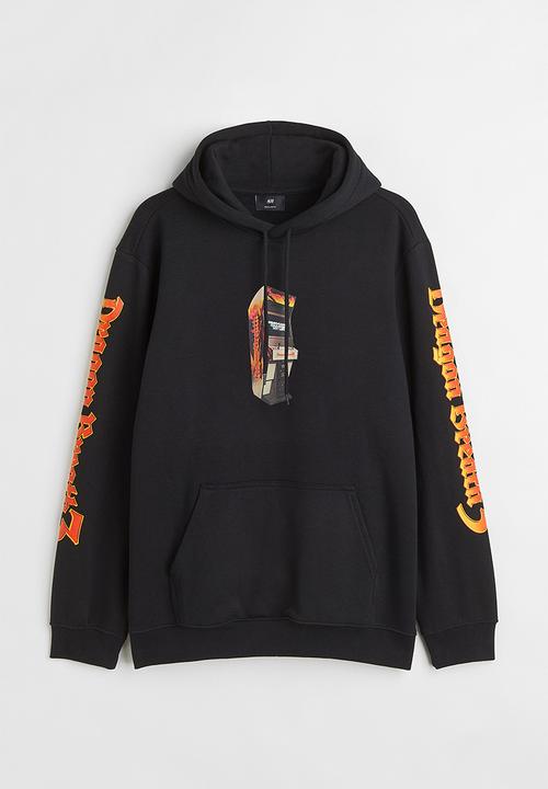 H&M - Regular fit hoodie - black/dragon breath