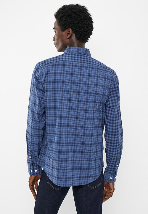 Nautica - Nautica seas plaid long sleeve woven shirt  - navy seas