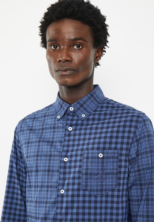 Nautica - Nautica seas plaid long sleeve woven shirt  - navy seas