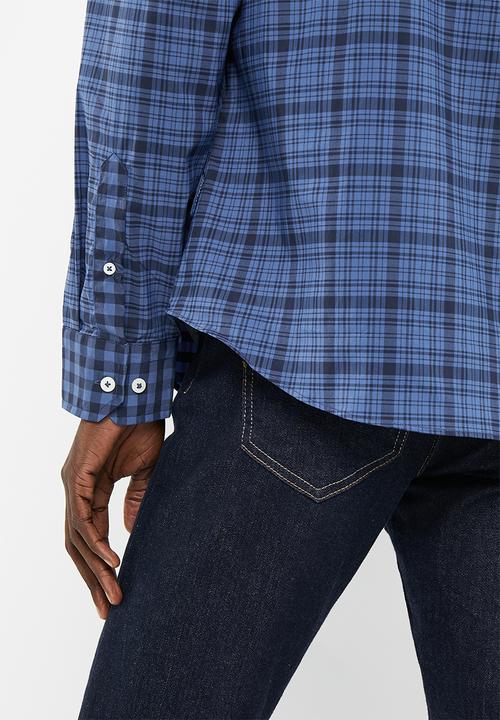 Nautica - Nautica seas plaid long sleeve woven shirt  - navy seas