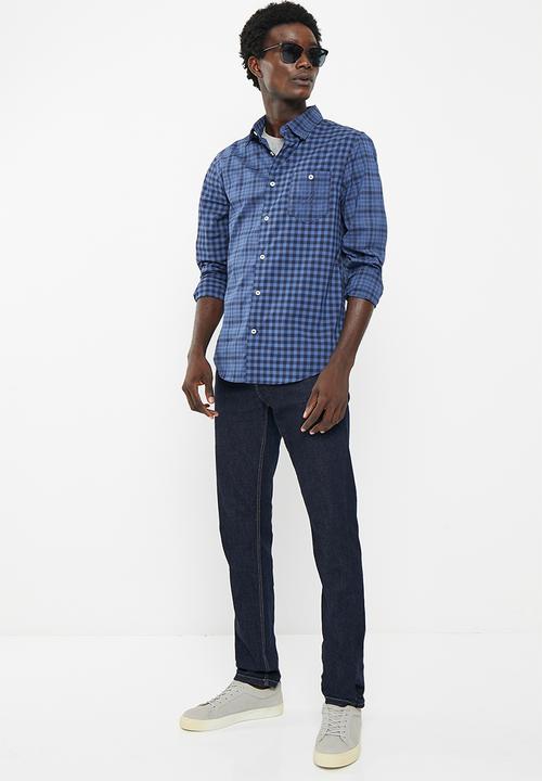 Nautica - Nautica seas plaid long sleeve woven shirt  - navy seas
