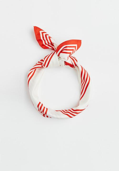 H&M - Satin scarf - red/patterned