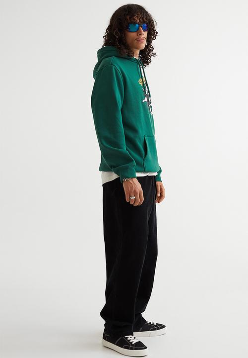 H&M - Regular fit hoodie - dark green/split happens