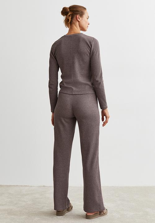H&M - Waffled pyjamas - brown marl