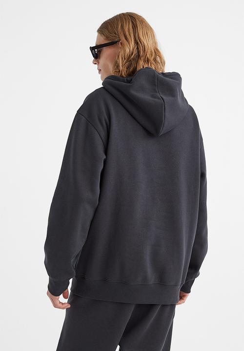 H&M - Relaxed fit printed hoodie - dark grey/rose