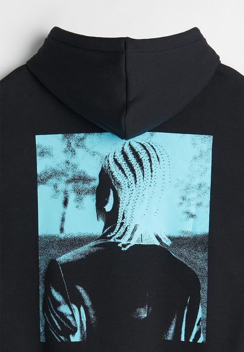 H&M - Relaxed fit hoodie - black/neighbours