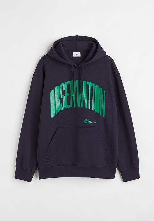 H&M - Relaxed fit hoodie - dark blue/observation