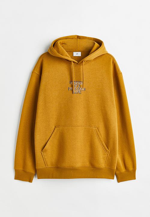 H&M - Relaxed fit hoodie - mustard yellow/echoes