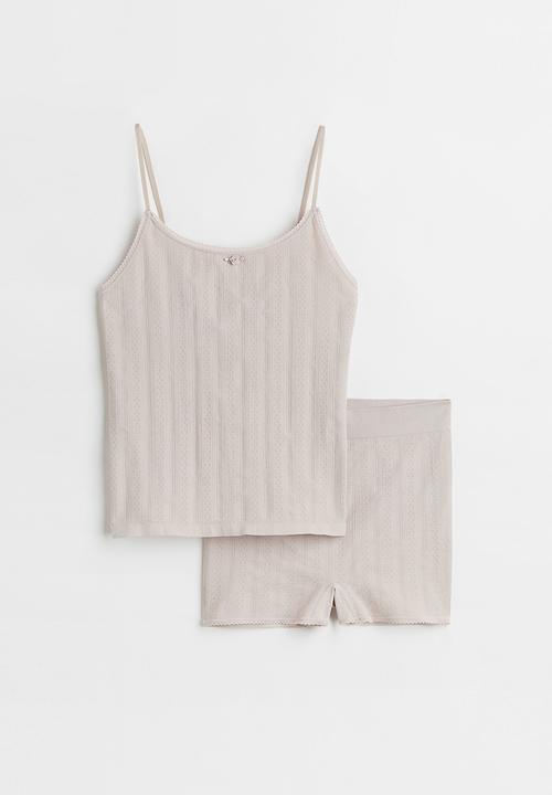H&M - 2 Piece seamless pointelle set - light greige