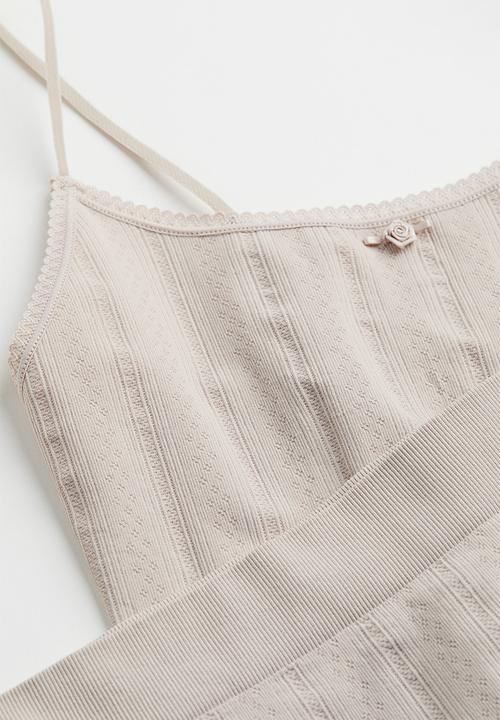 H&M - 2 Piece seamless pointelle set - light greige
