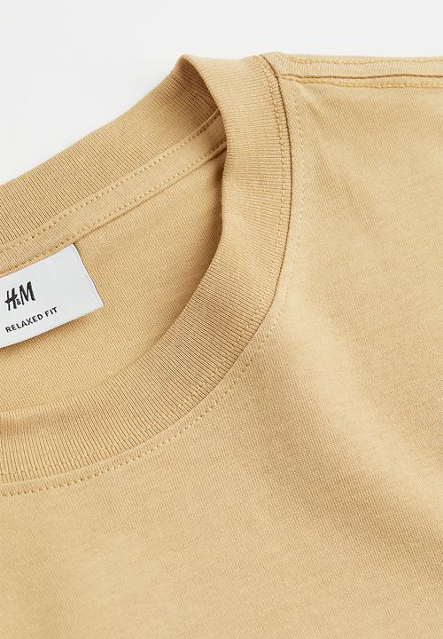 H&M - Relaxed fit cotton T-shirt - beige/one decade