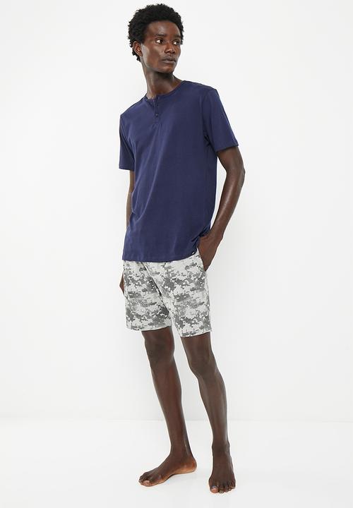 Superbalist - Printed knit regular fit lounge short - grey