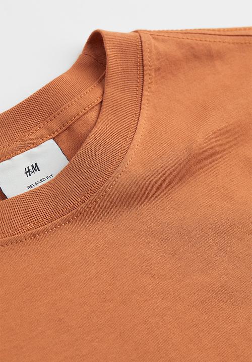 H&M - Relaxed fit cotton T-shirt - dark beige/slow motion