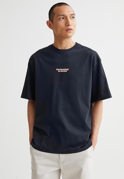 H&M - Relaxed fit cotton T-shirt - dark blue/swimming