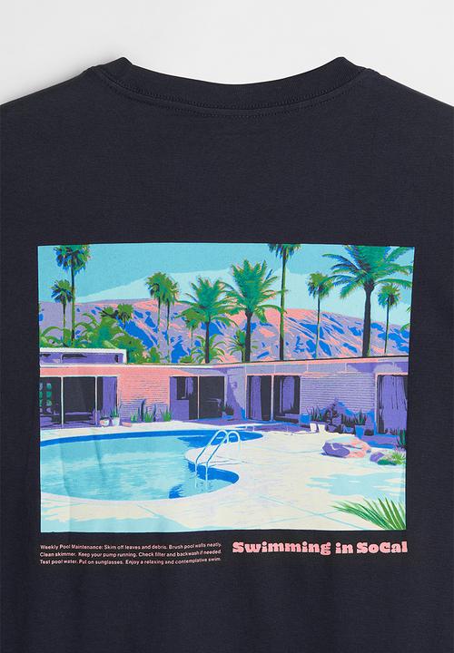 H&M - Relaxed fit cotton T-shirt - dark blue/swimming