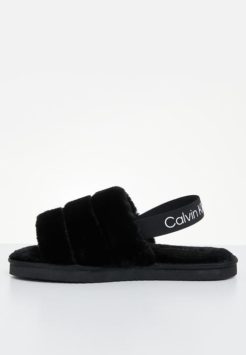 Calvin Klein - Home slipper faux fur elastic - black