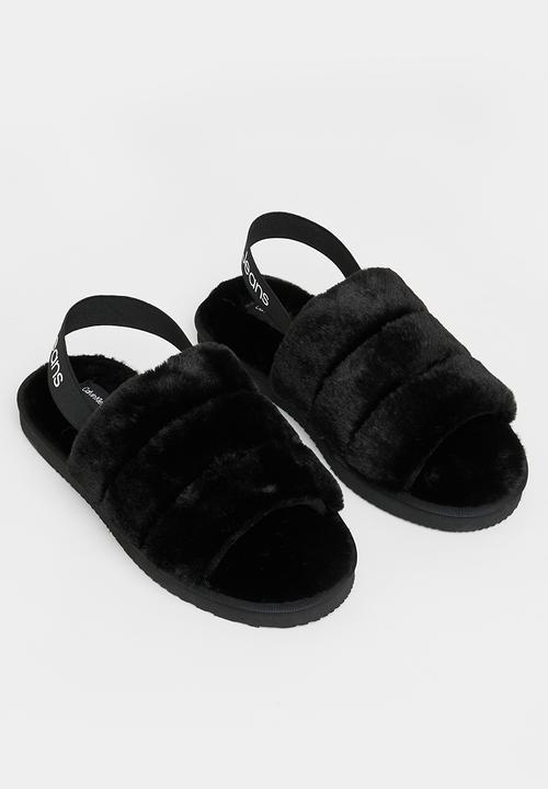 Calvin Klein - Home slipper faux fur elastic - black