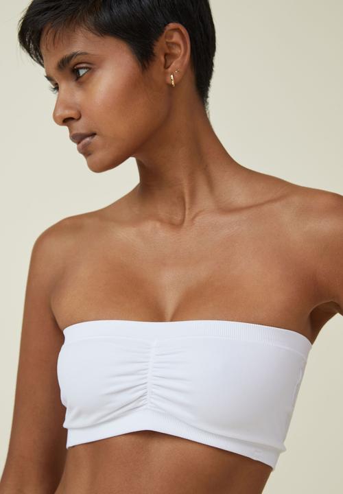 Cotton On - Seamless gathered padded bandeau - white