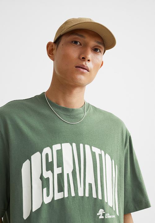 H&M - Relaxed fit cotton T-shirt - green/observation
