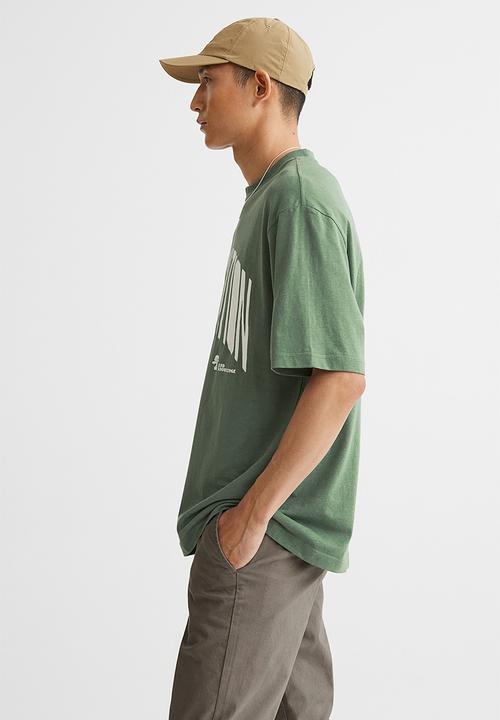 H&M - Relaxed fit cotton T-shirt - green/observation