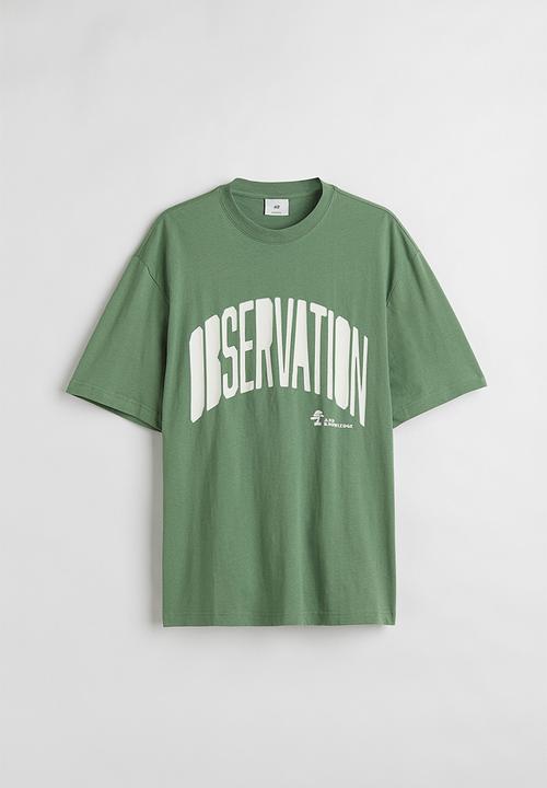H&M - Relaxed fit cotton T-shirt - green/observation