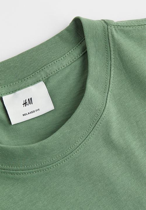 H&M - Relaxed fit cotton T-shirt - green/observation