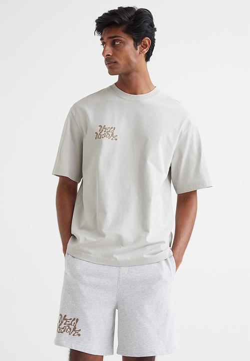 H&M - Relaxed fit cotton T-shirt - light grey/new nerve
