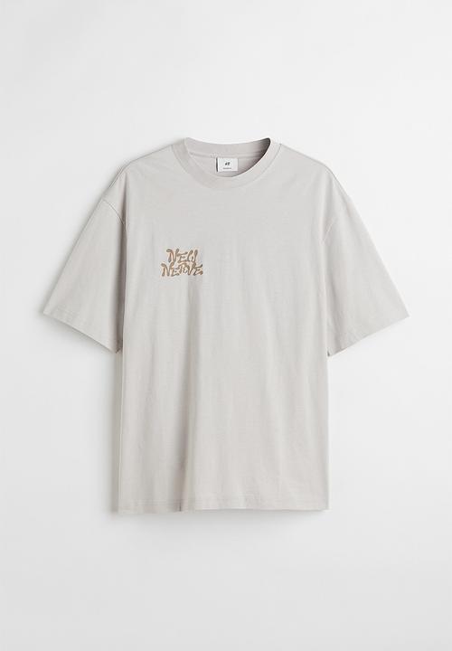 H&M - Relaxed fit cotton T-shirt - light grey/new nerve