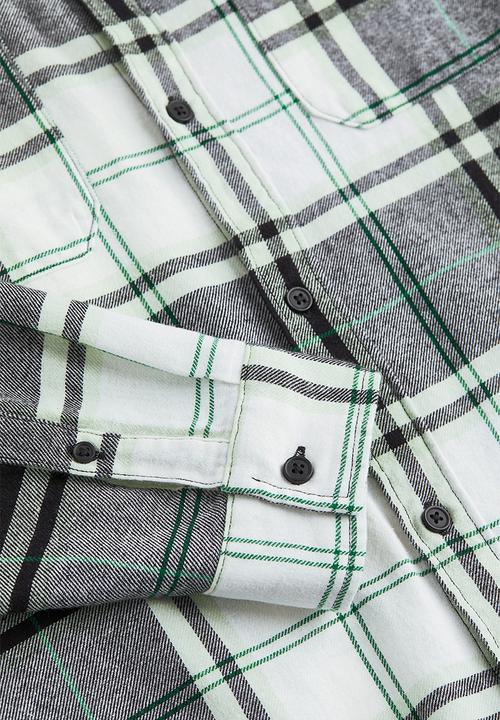 H&M - Relaxed fit twill shirt - mint green & black